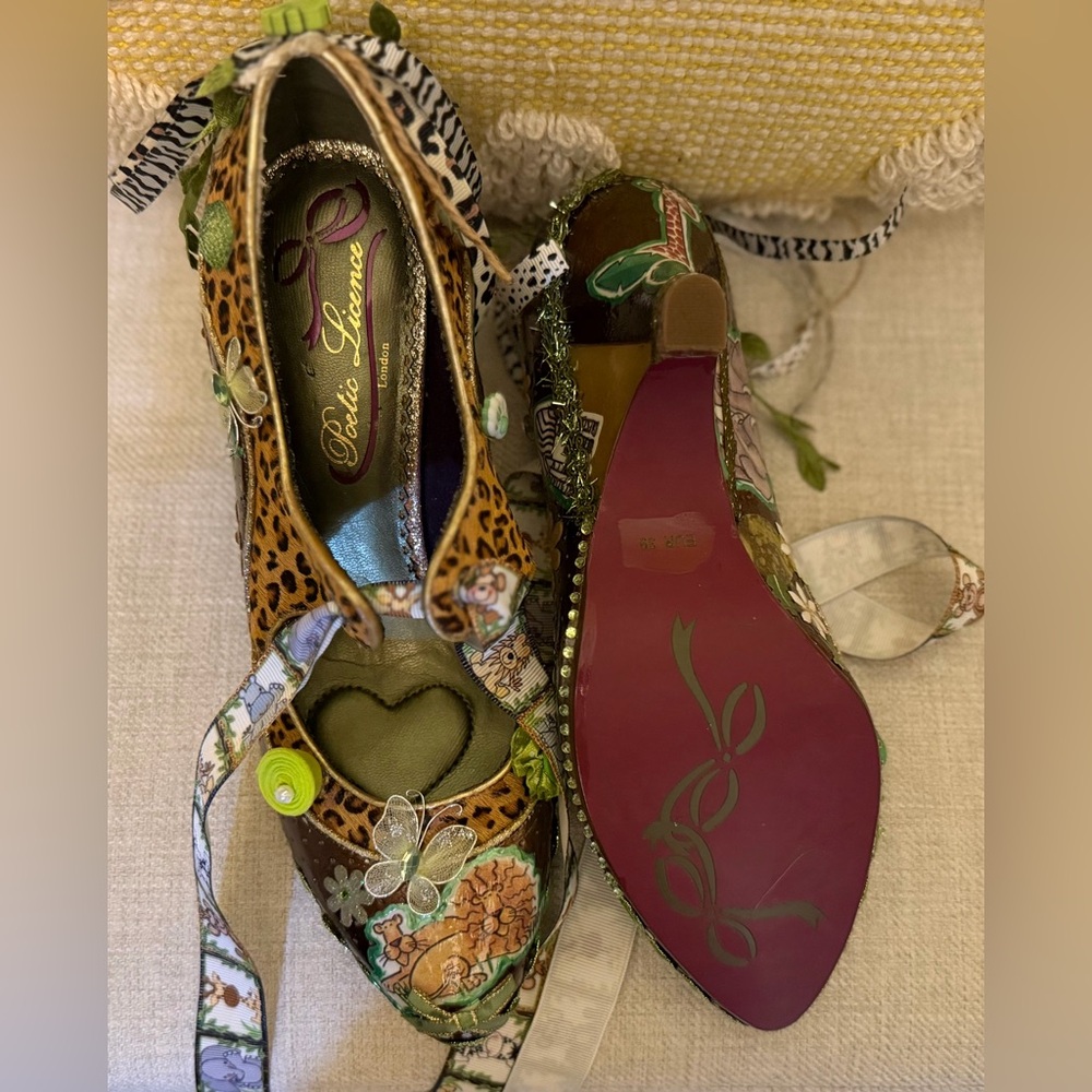 HandMade OOAK Mary Jane wedge statement heel in safari zoo jungle theme 8/39 - Picture 11 of 12